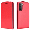 Samsung Galaxy S21 5G Vertikal Flip Taske med Kortholder - Rød