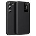 Samsung Galaxy S22 5G Smart Clear View Flip etui med kortplads - Sort