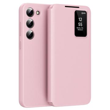 Samsung Galaxy S22 5G Smart Clear View Flip etui med kortplads - Pink