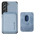 Samsung Galaxy S22+ 5G Magnetisk Cover med Kortholder - Karbonfiber - Blå