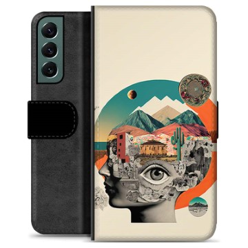 Samsung Galaxy S22+ 5G Premium Flip Cover med Pung - Abstrakt Collage