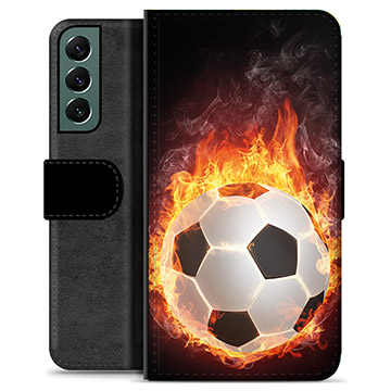 Samsung Galaxy S22+ 5G Premium Flip Cover med Pung - Fodbold Flamme