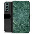 Samsung Galaxy S22+ 5G Premium Flip Cover med Pung - Grøn Mandala