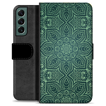 Samsung Galaxy S22+ 5G Premium Flip Cover med Pung - Grøn Mandala