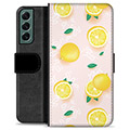 Samsung Galaxy S22+ 5G Premium Flip Cover med Pung - Citron Mønster