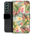 Samsung Galaxy S22+ 5G Premium Flip Cover med Pung - Lyserøde Blomster