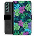 Samsung Galaxy S22+ 5G Premium Flip Cover med Pung - Tropiske Blomster