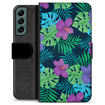 Samsung Galaxy S22+ 5G Premium Flip Cover med Pung - Tropiske Blomster