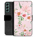 Samsung Galaxy S22+ 5G Premium Flip Cover med Pung - Vandfarveblomster