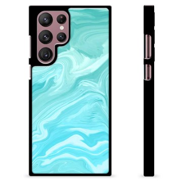 Samsung Galaxy S22 Ultra 5G Beskyttende Cover - Blå Marmor