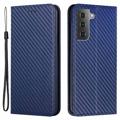 Samsung Galaxy S23 5G Pung Cover - Karbonfiber - Blå