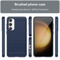 Samsung Galaxy S23 FE Børstet TPU Cover - Karbonfiber - Blå