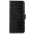 Samsung Galaxy S23 FE Crocodile Series Læderpung med RFID - Sort