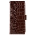 Samsung Galaxy S23 FE Crocodile Series Læderpung med RFID - Brun