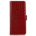 Samsung Galaxy S23 FE Crocodile Series Læderpung med RFID - Rød