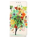 Samsung Galaxy S23 FE Glam Series Etui med Pung - Blomstrede Træ / Farverig