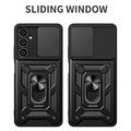 Samsung Galaxy S23 FE Roterende Ring Hybrid Cover med Kameraskjold - Sort