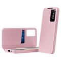 Samsung Galaxy S23 Smart Clear View Flip etui med kortplads - Pink