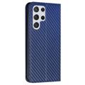 Samsung Galaxy S23 Ultra 5G Pung Cover - Karbonfiber - Blå
