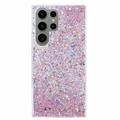Samsung Galaxy S23 Ultra Glitter Flakes TPU Cover - Pink