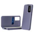Samsung Galaxy S24 FE Smart Clear View Flip Cover med kortplads - grå-lilla