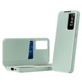 Samsung Galaxy S24 FE Smart Clear View Flip Cover med kortplads - Lysegrøn