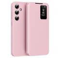 Samsung Galaxy S24 FE Smart Clear View Flip Cover med kortplads - Pink