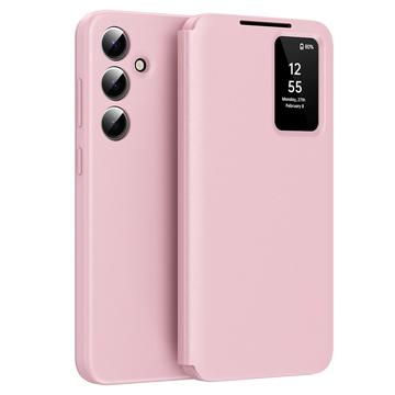 Samsung Galaxy S24 FE Smart Clear View Flip Cover med kortplads - Pink