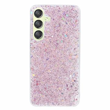 Samsung Galaxy S24 Glitter Flakes TPU Cover - Pink