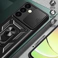 Samsung Galaxy S24 Roterende Ring Hybrid Cover med Kameraskjold - Sort