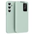 Samsung Galaxy S24 Smart Clear View Flip etui med kortplads (Open Box - God stand) - Lysegrøn