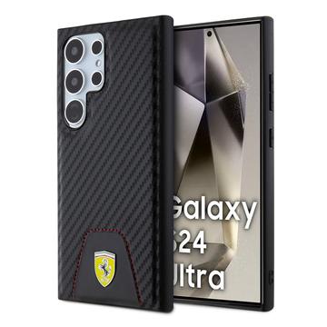 Samsung Galaxy S24 Ultra Ferrari Carbon Syet Bund Cover - Sort