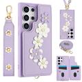 Samsung Galaxy S24 Ultra Blomsterdekoration Cover med Rem