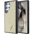 Samsung Galaxy S24 Ultra Guess Rhinestones Triangle Metal Logo Cover - Guld