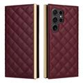 Samsung Galaxy S24 Ultra Luksus Vatteret Pung - Vinrød