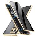 Samsung Galaxy S24 Ultra Magnetisk Cover med Hærdet Glas - Privatliv - Guld