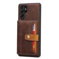 Samsung Galaxy S24 Ultra Retro Style Cover med Pung - Brun