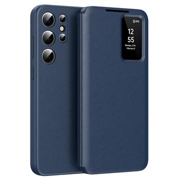Samsung Galaxy S24 Ultra Smart Clear View Flip etui med kortplads - Safir