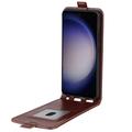 Samsung Galaxy S24 Vertikal Flip Taske med Kortholder - Brun