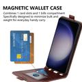 Samsung Galaxy S24 Vertikal Flip Taske med Kortholder - Brun