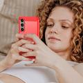 Samsung Galaxy S24+ Børstet TPU Cover - Karbonfiber - Rød