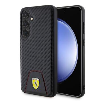 Samsung Galaxy S24+ Ferrari Carbon Stitched Bottom Cover - Sort