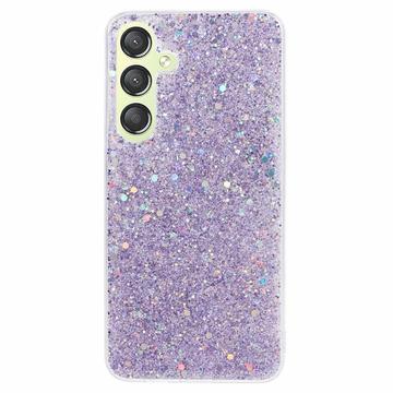 Samsung Galaxy S24+ Glitter Flakes TPU Cover - Lilla