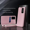 Samsung Galaxy S24+ Smart Clear View Flip etui med kortplads - Pink