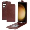 Samsung Galaxy S24+ Vertikal Flip Taske med Kortholder - Brun