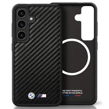 Samsung Galaxy S25 BMW Læder Carbon MagSafe Cover - Sort