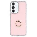 Samsung Galaxy S25/S24 CrystalGlow Hybrid Cover med Ringholder - Pink