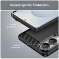 Samsung Galaxy S25 Edge Børstet TPU Cover - Karbonfiber - Sort