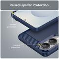 Samsung Galaxy S25 Edge Børstet TPU Cover - Karbonfiber - Blå