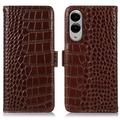 Samsung Galaxy S25 Edge Crocodile Series Læderpung med RFID - Brun